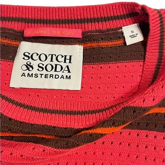 Scotch & Soda Pink & Brown Striped Crew Neck Sweater Womens S - Picture 3 of 10